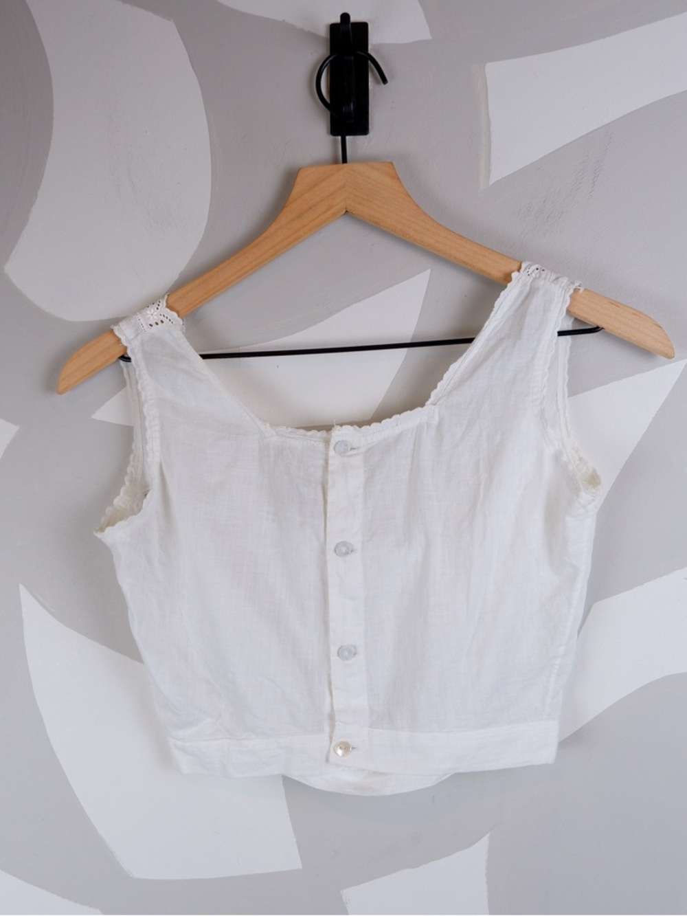 Vintage Cotton Button Up White Eyelet Corset Cover Top